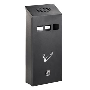 Wall-mounted ashtray CAIRNS, steel, black 